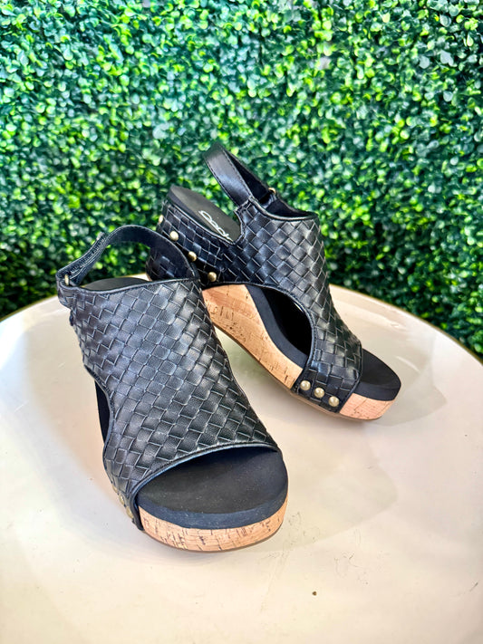 Carley Woven Black Wedge
