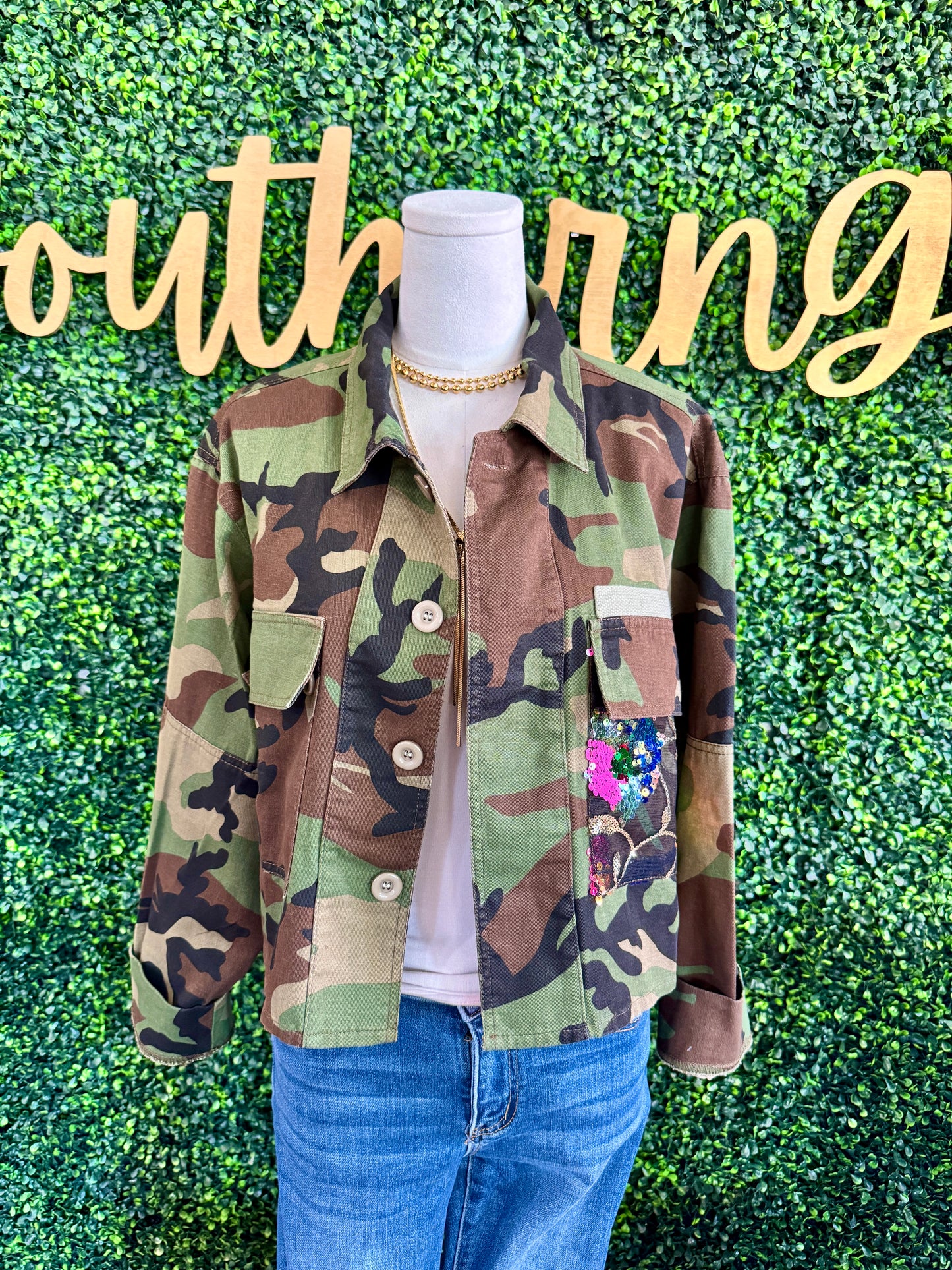 Wyatt Camo & Sequins Jacket