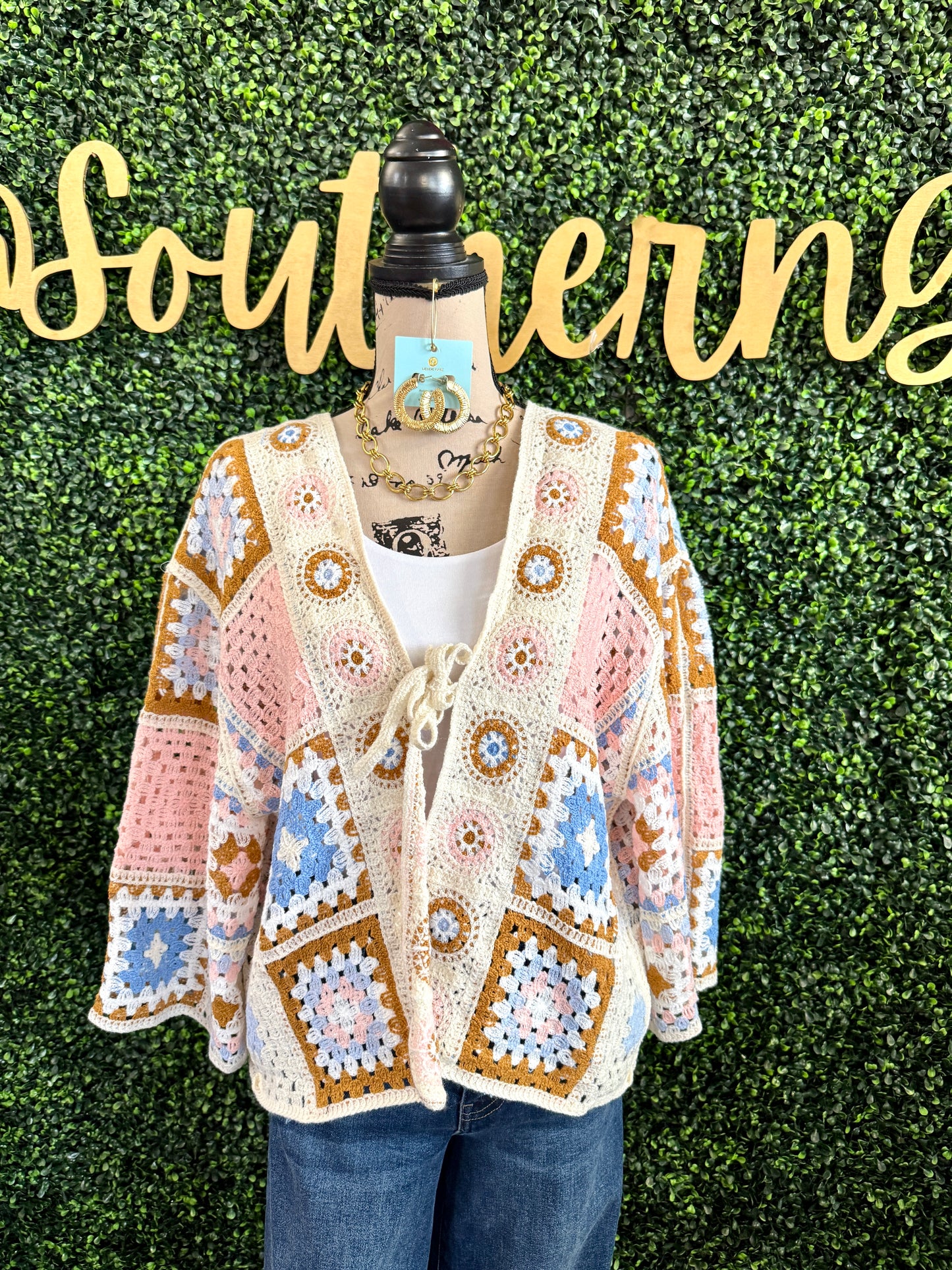 Rochelle Pink Crochet Cardi