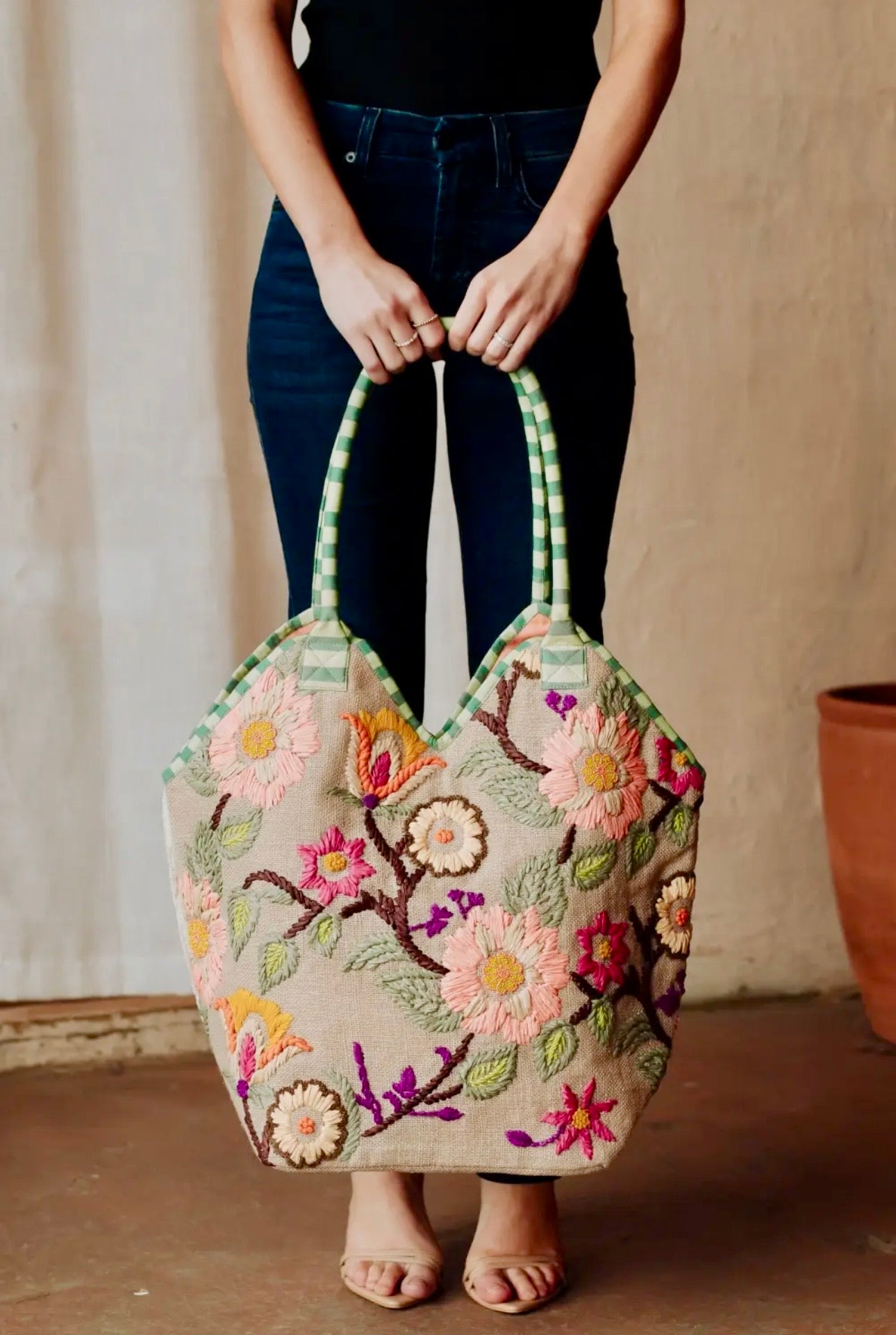 Kelsey Floral Green Tote