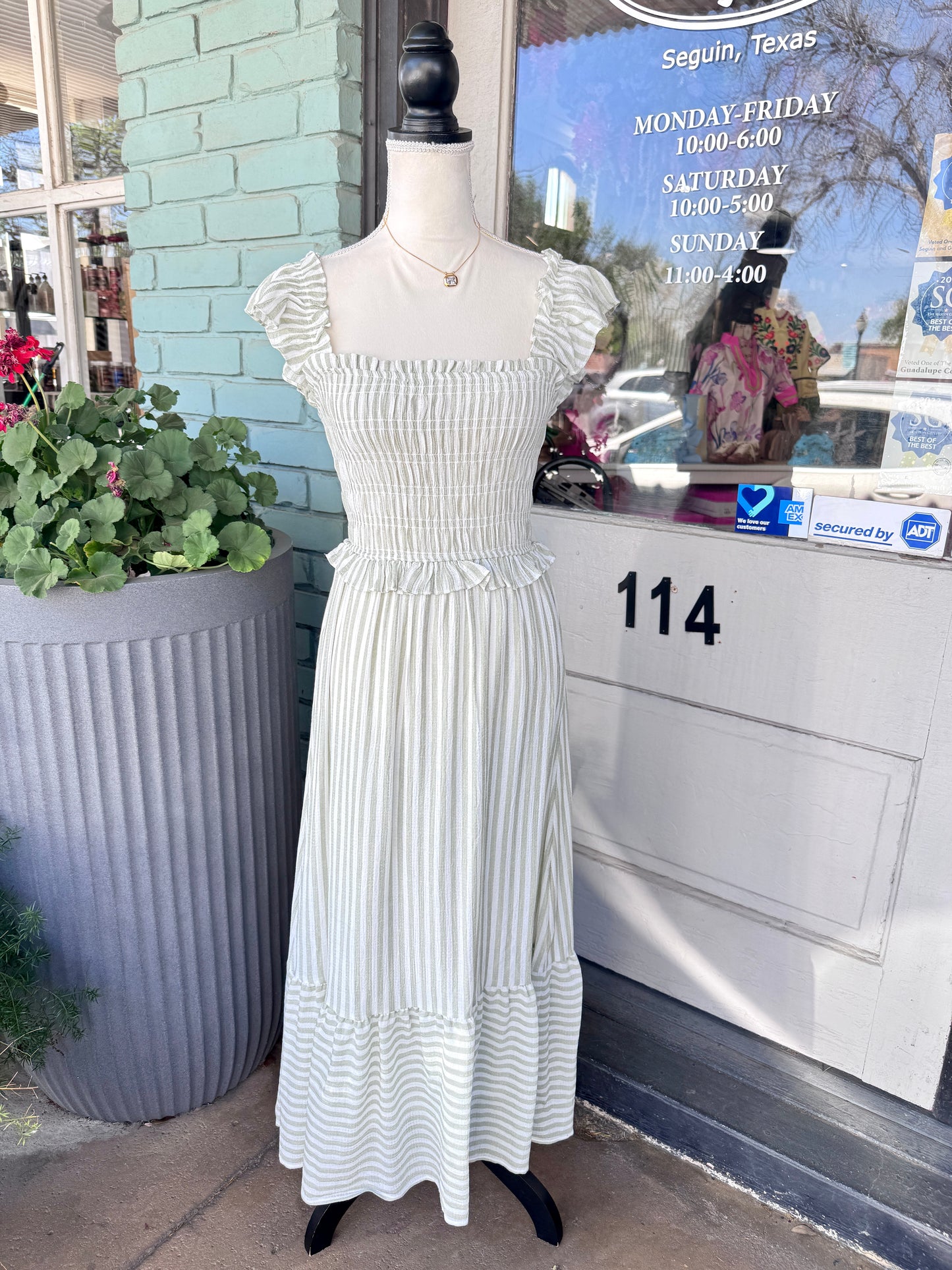 Audra Green Stripe Midi