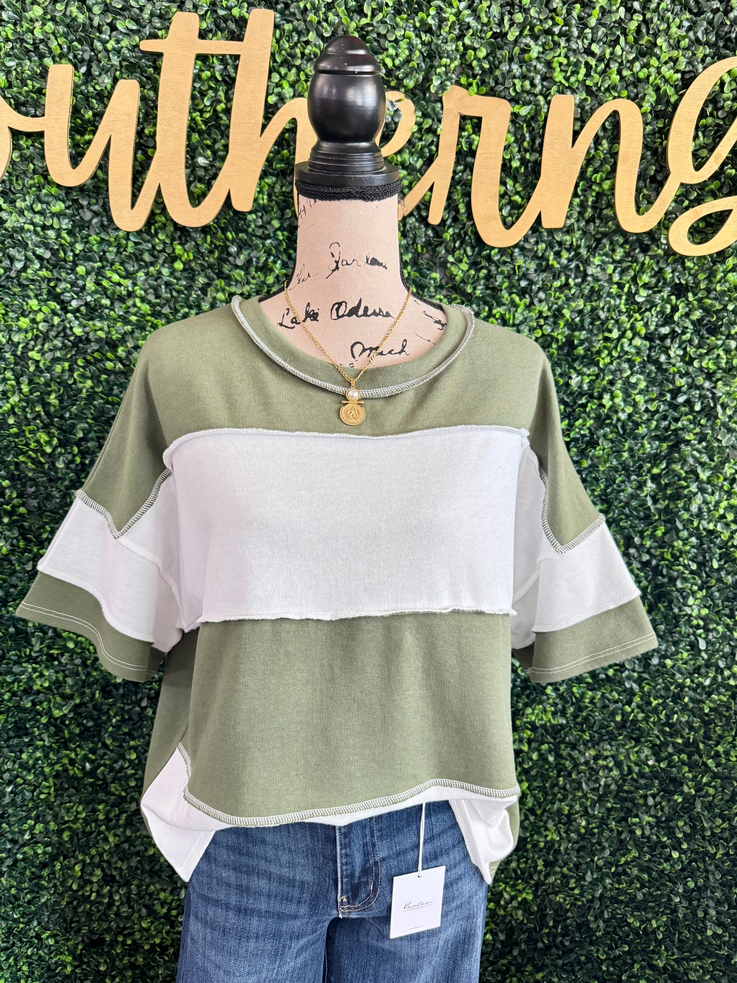 Remy Olive Striped Top