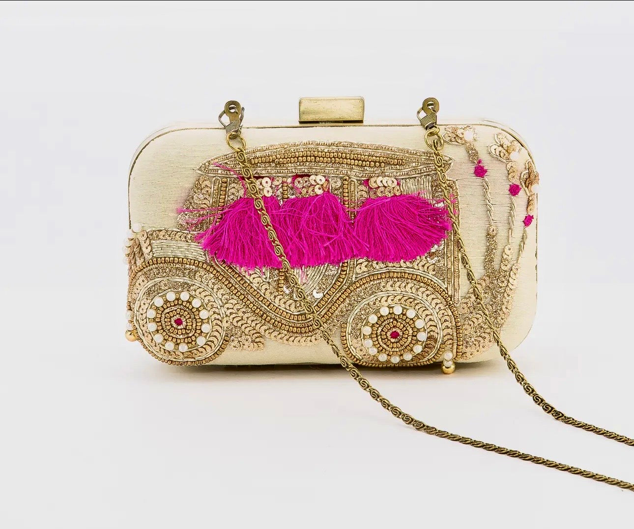 Davies Taupe Silk Clutch