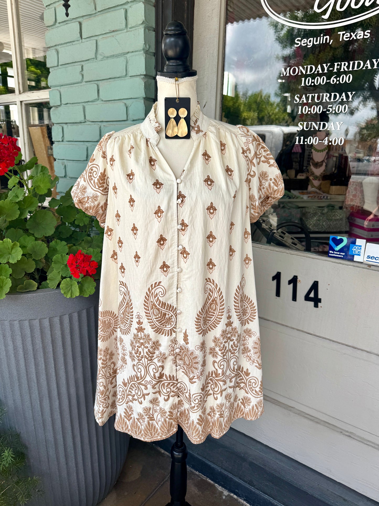 Lauren Paisley Latte Dress