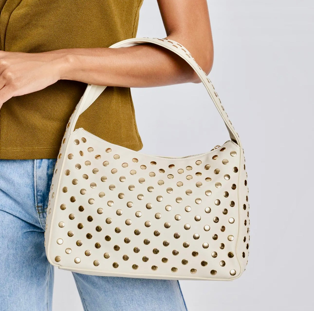 Rebel Studded Cream Bag