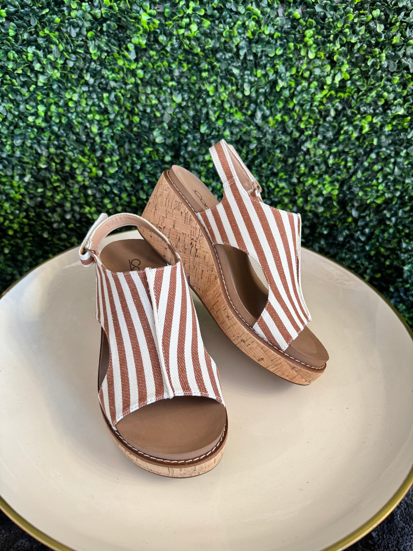 Carley Tan Stripe Wedge