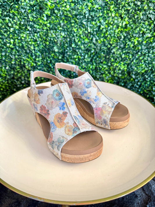 Carley Wash Floral Wedge