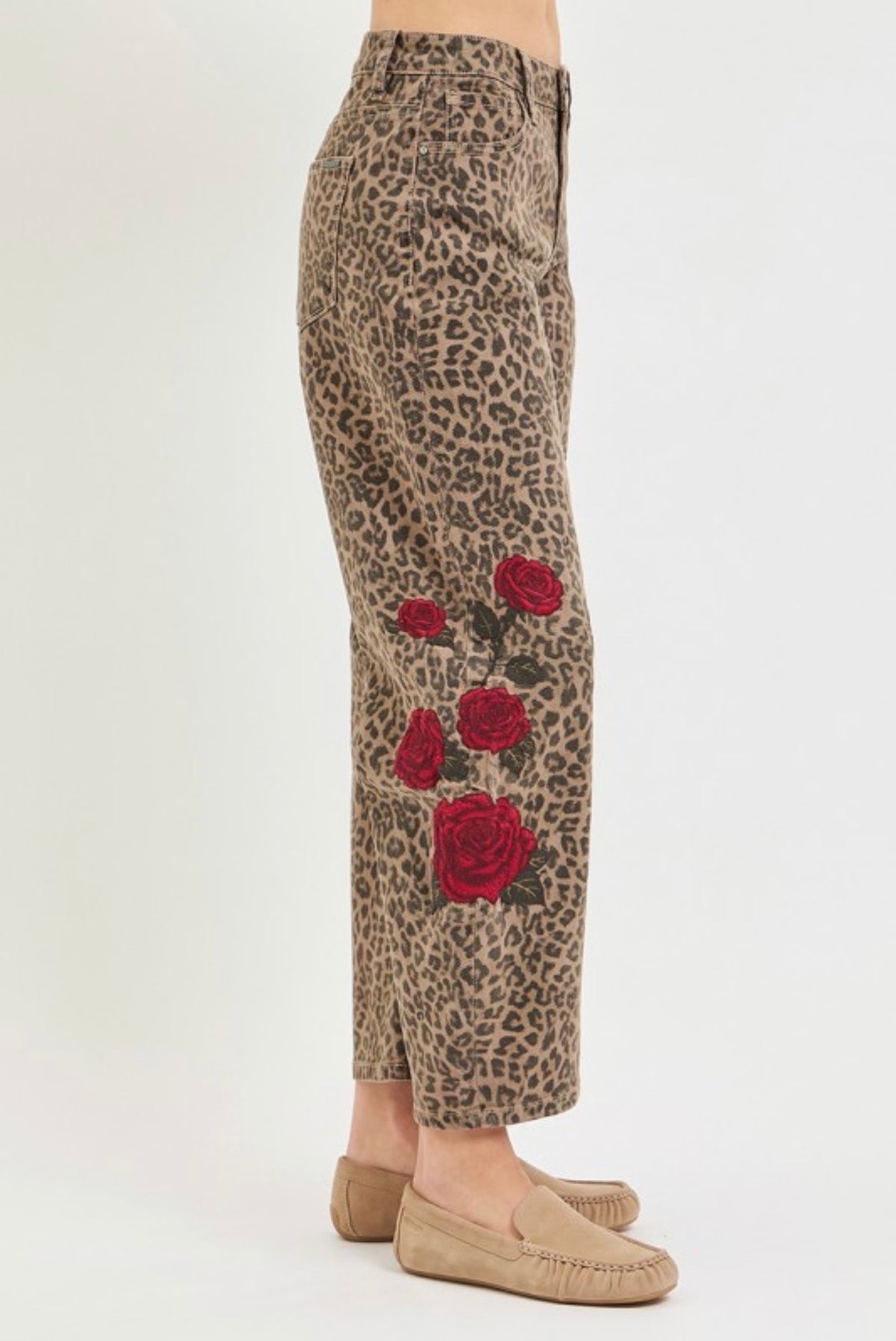 Gia Leopard Barrel Jean