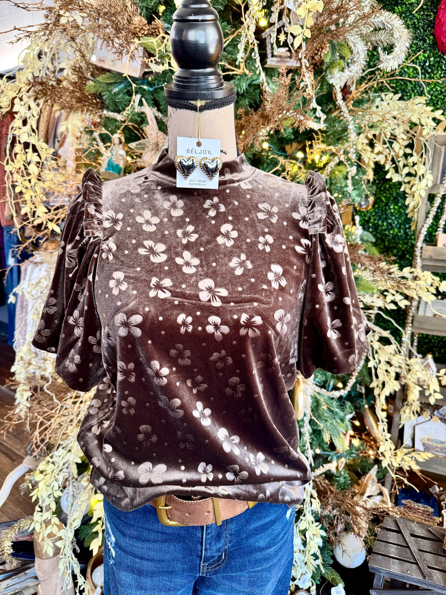 Blair Brown Velvet Top