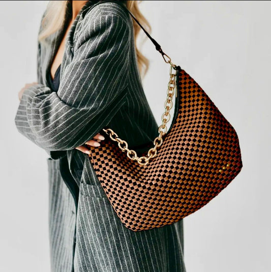 Sienna Brown Checkered Bag