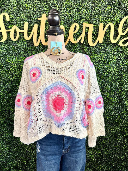 Amanda Pink Crochet Top