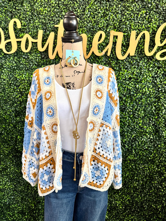 Rochelle Blue Crochet Cardi