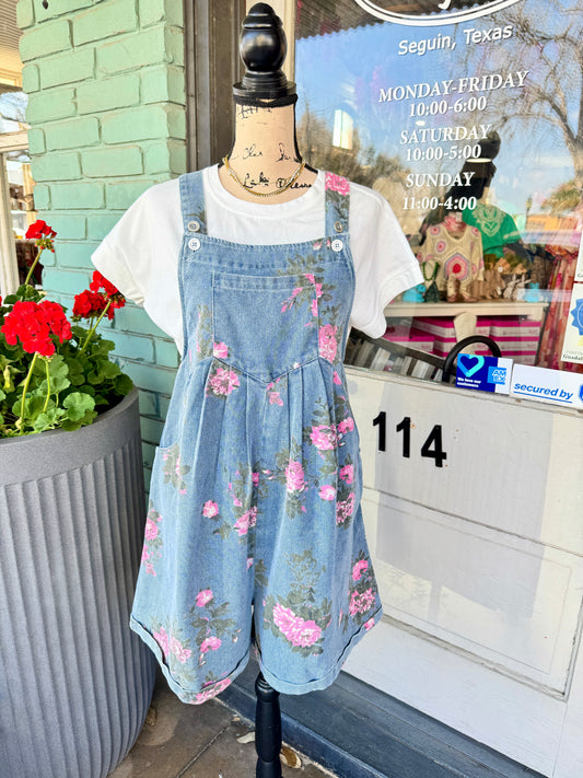 Penelope Floral Short Overalls