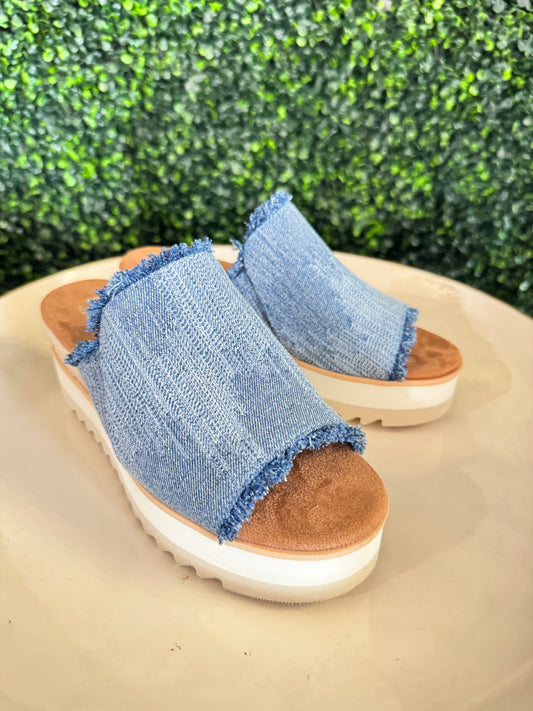 Diana Denim Mule Wedge