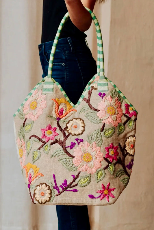 Kelsey Floral Green Tote
