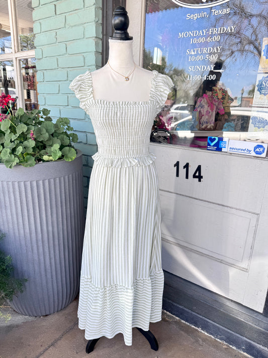 Audra Green Stripe Midi