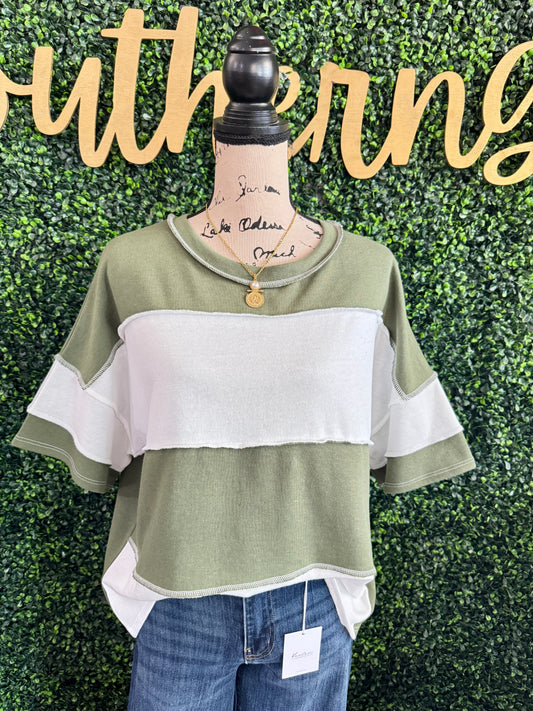 Remy Olive Striped Top