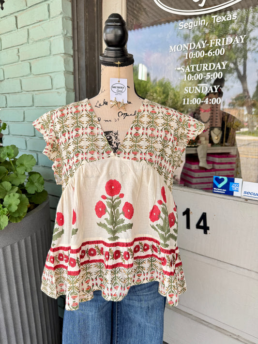 Mia Blocked Print Top