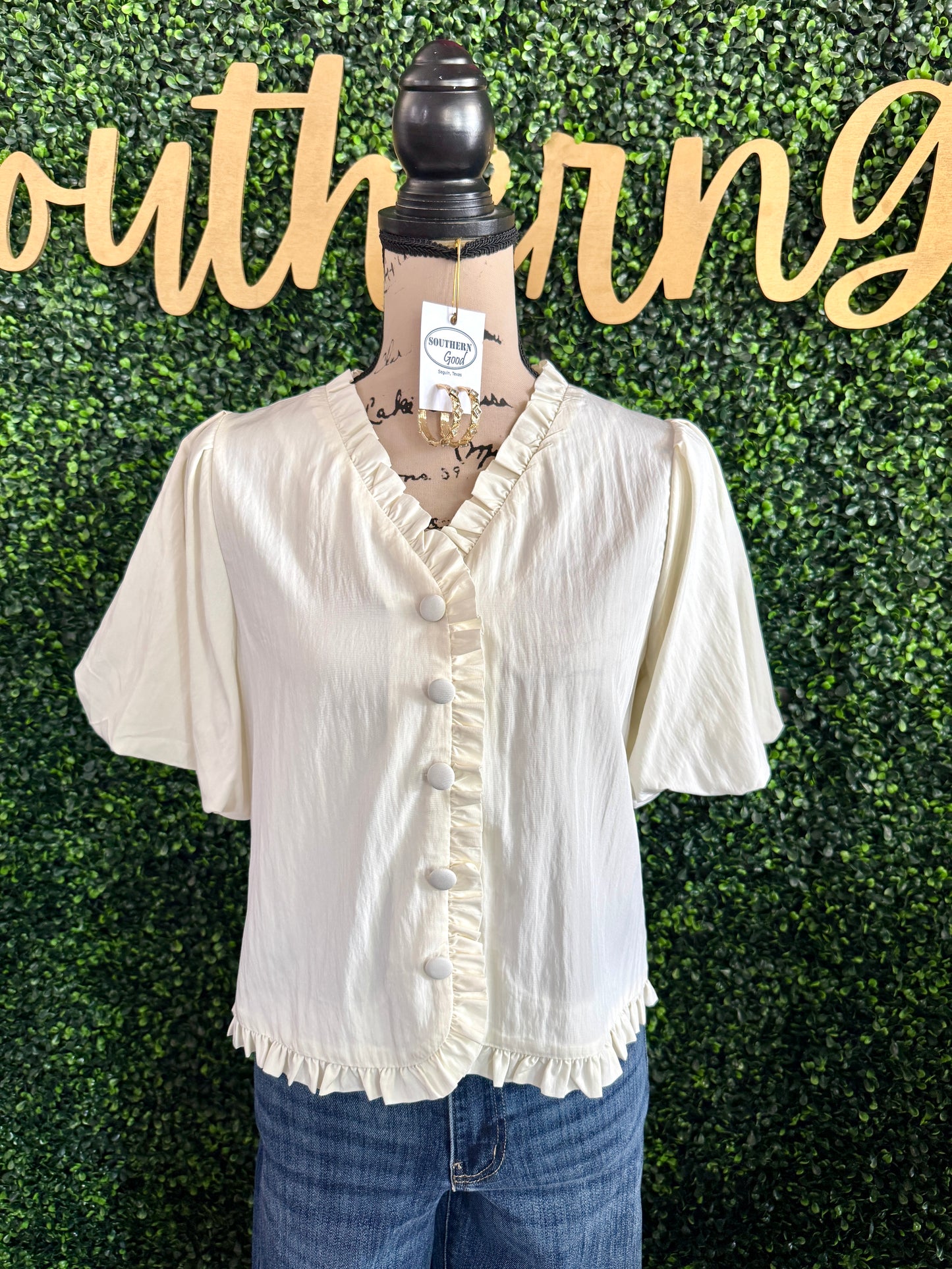 Morgan Ruffle White Top