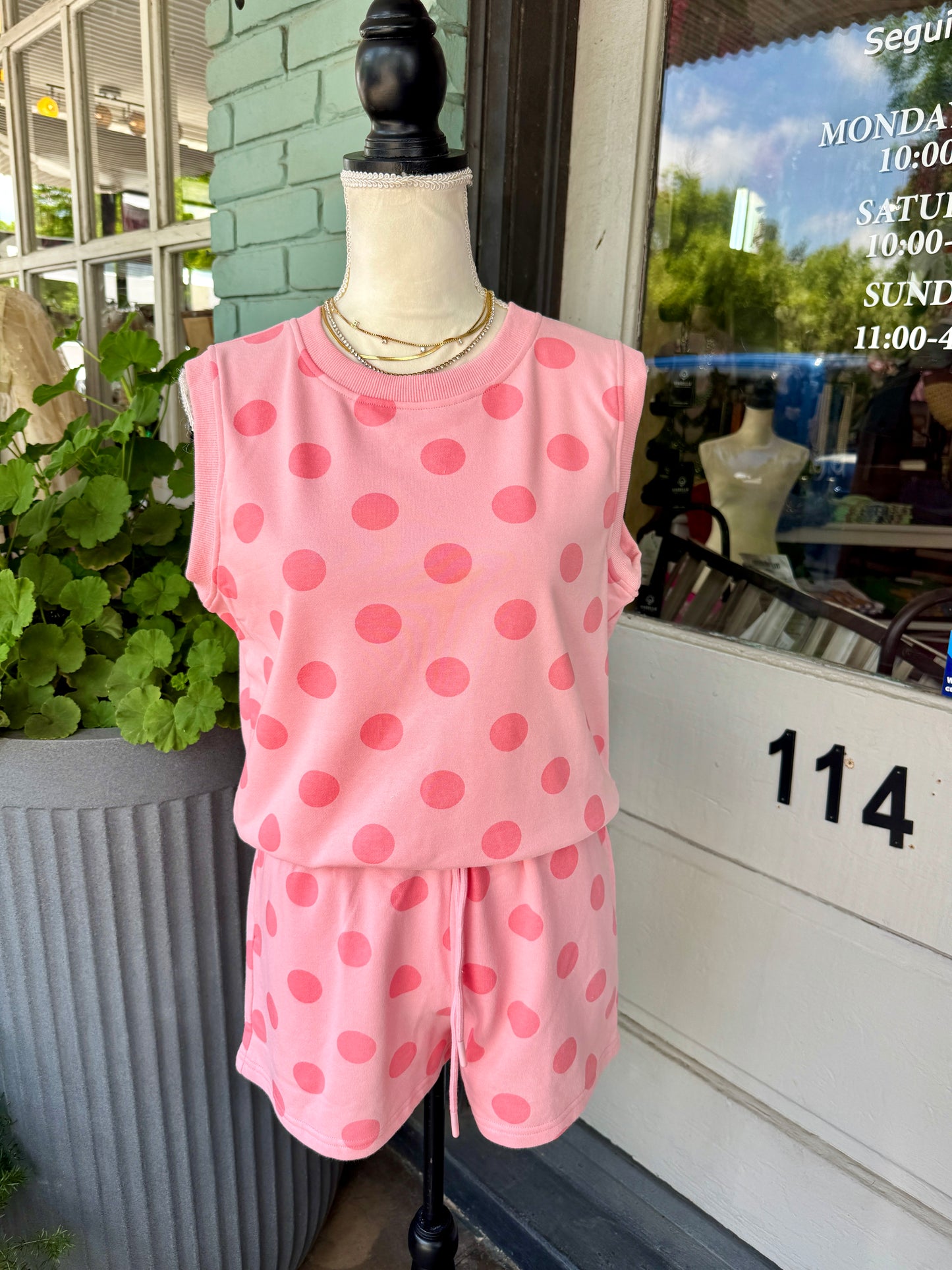 Coastal Polka Dot Pink Set