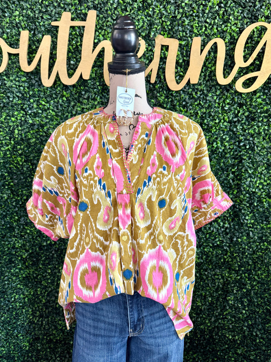 Ikat Pullover Top