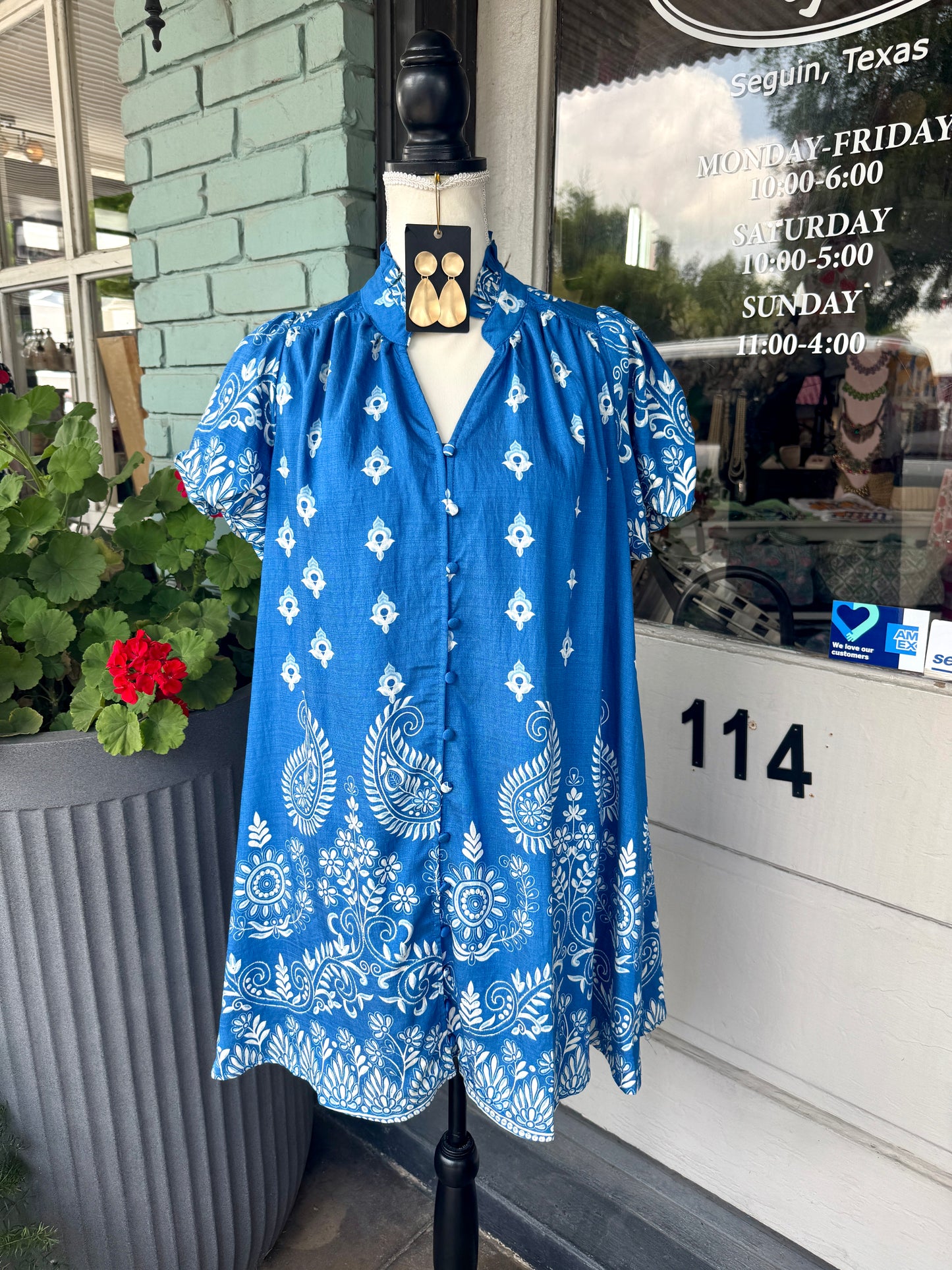 Lauren Paisley Blue Dress