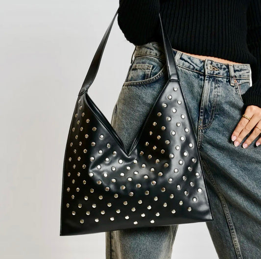 Tori Studded Black Tote