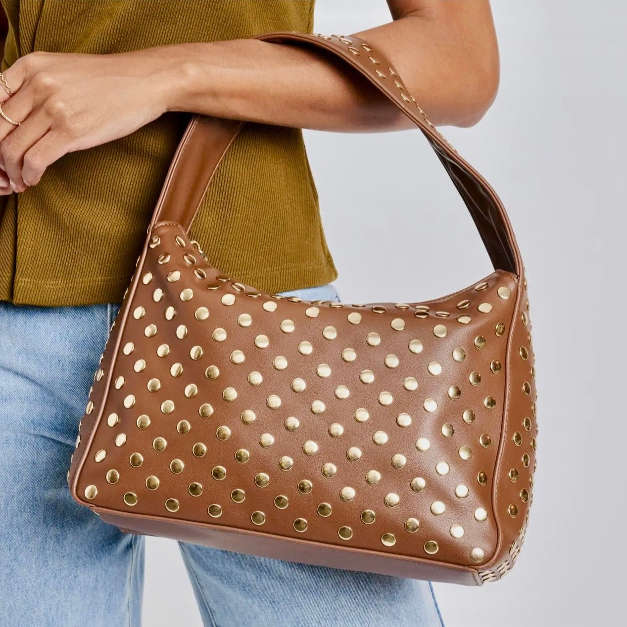 Rebel Studded Brown Bag