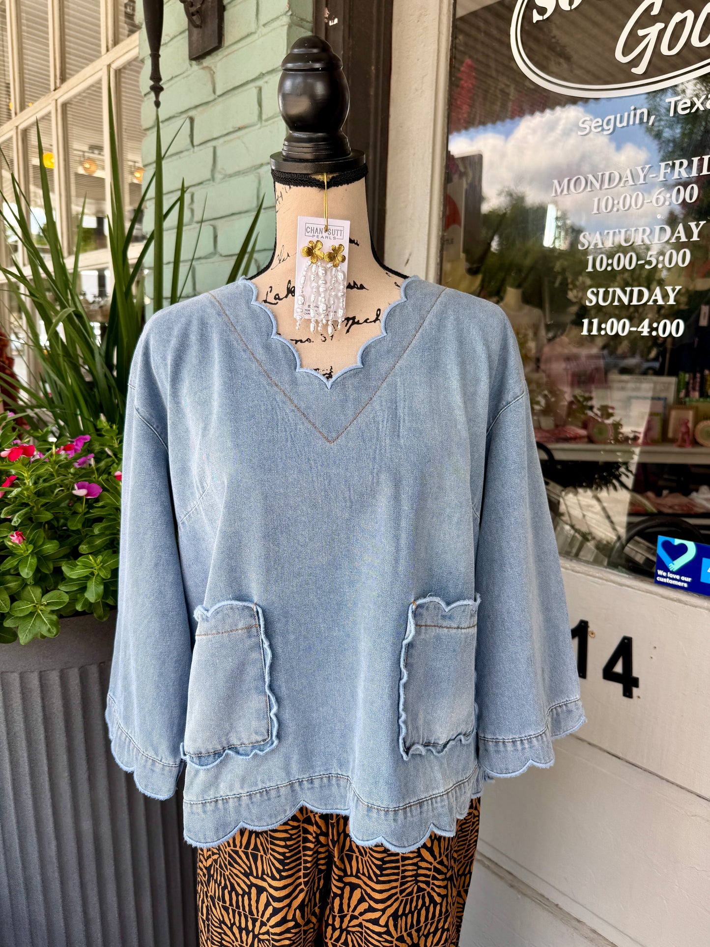 Lizzy Scallop Denim Top