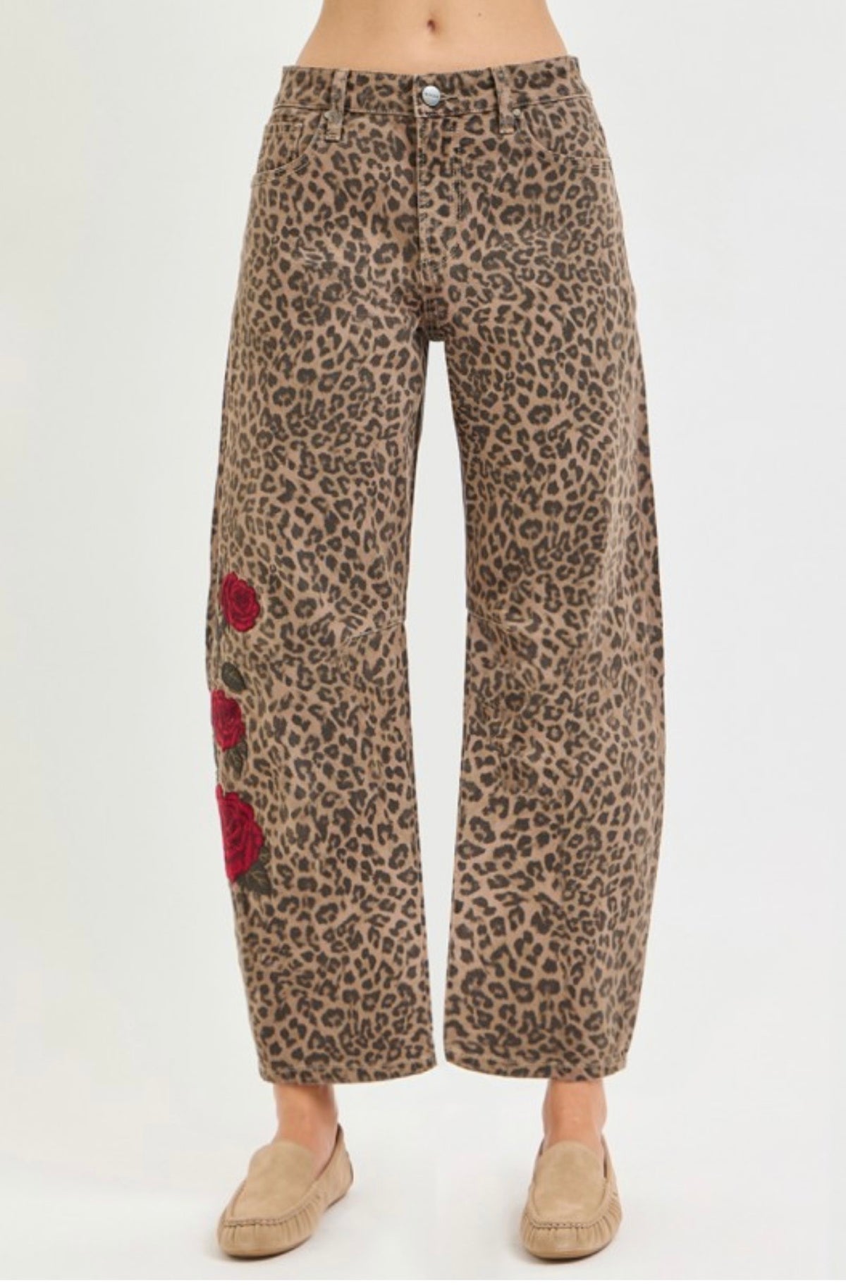 Gia Leopard Barrel Jean